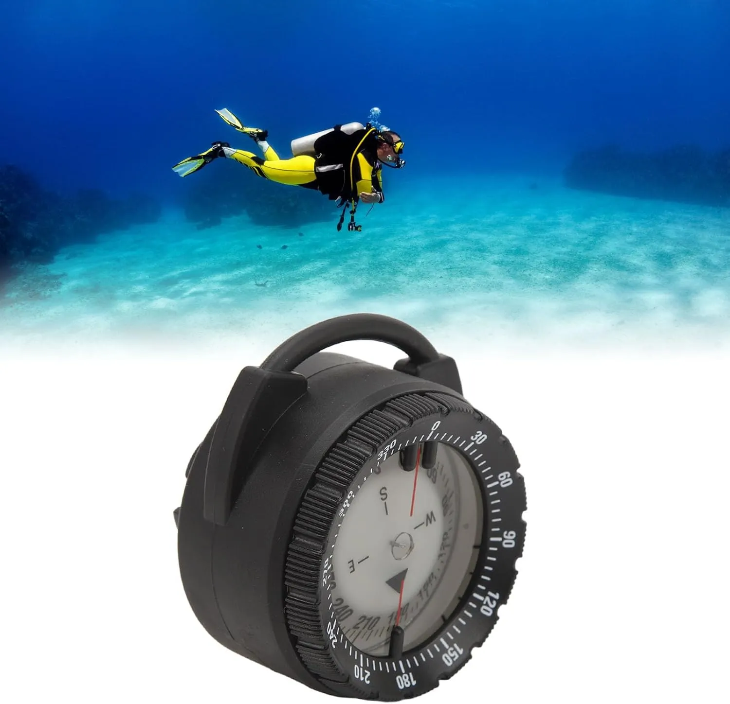 50M Underwater Diving Compass Magnetic Water Prevent Pipe Clamp for Scuba Diving Water Sports