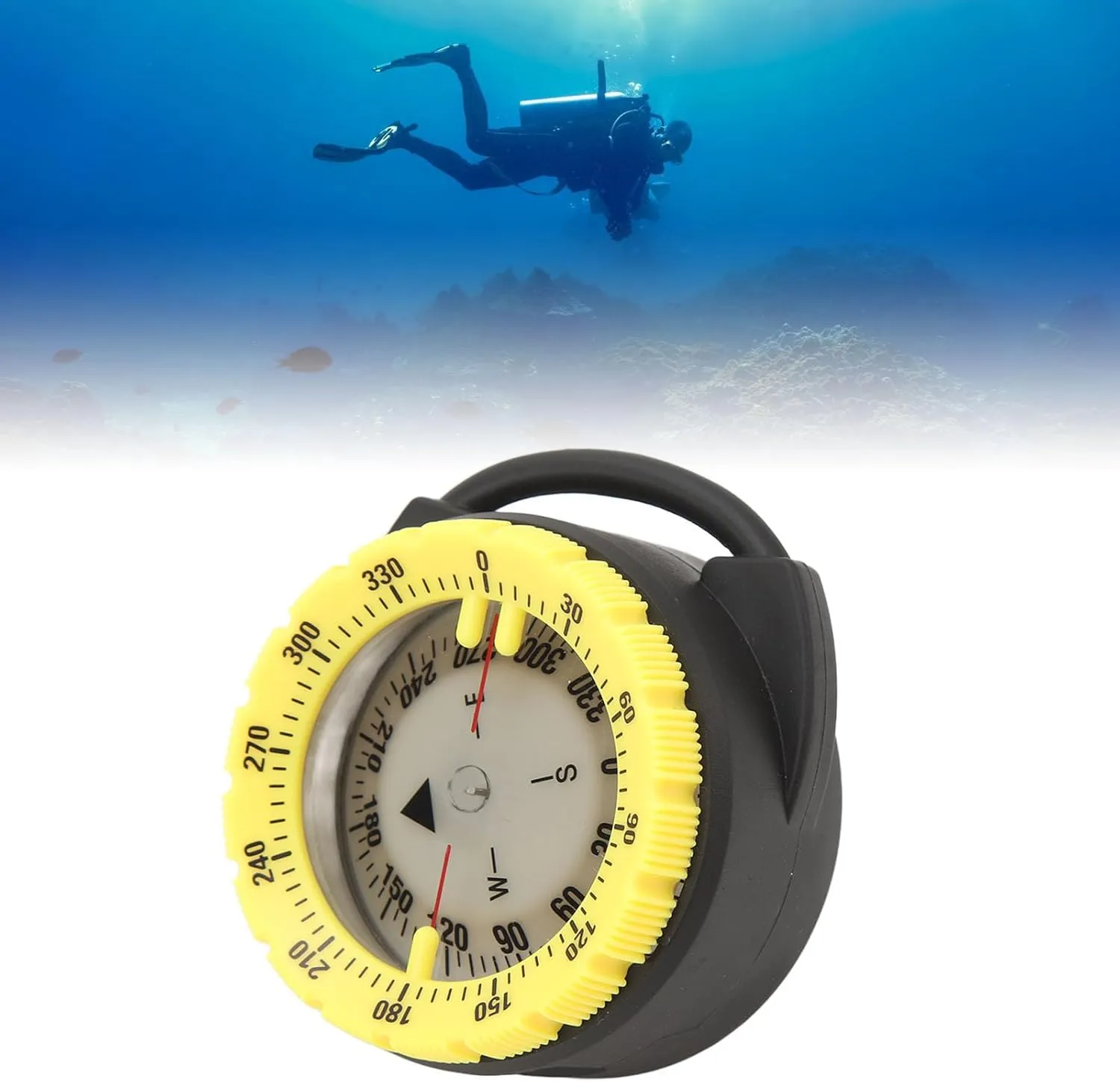 50m Underwater Diving Compass Water Prevent Magnetic Pipe Clamp for Scuba Diving Water Sports