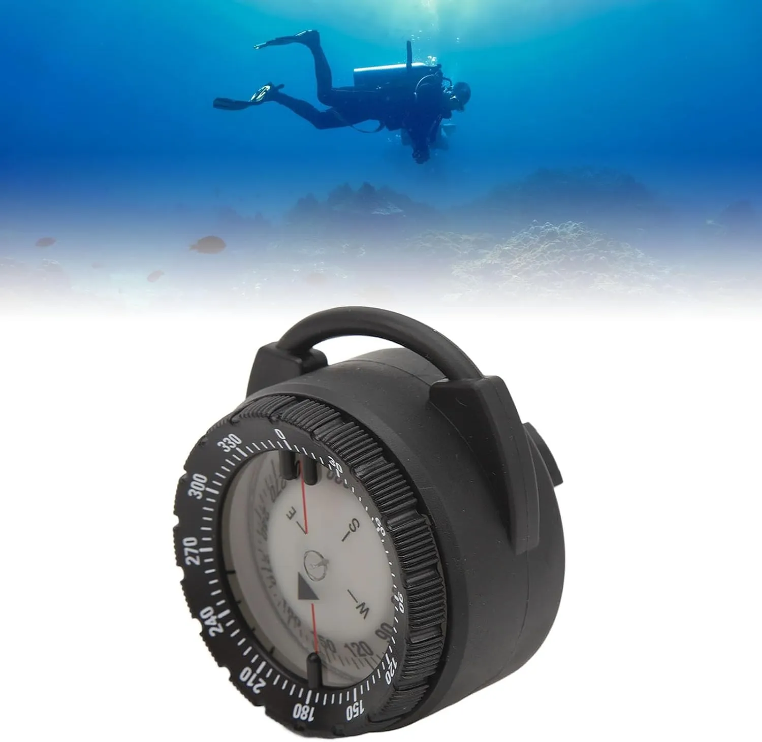 50m Underwater Diving Compass Water Prevent Magnetic Pipe Clamp for Scuba Diving Water Sports