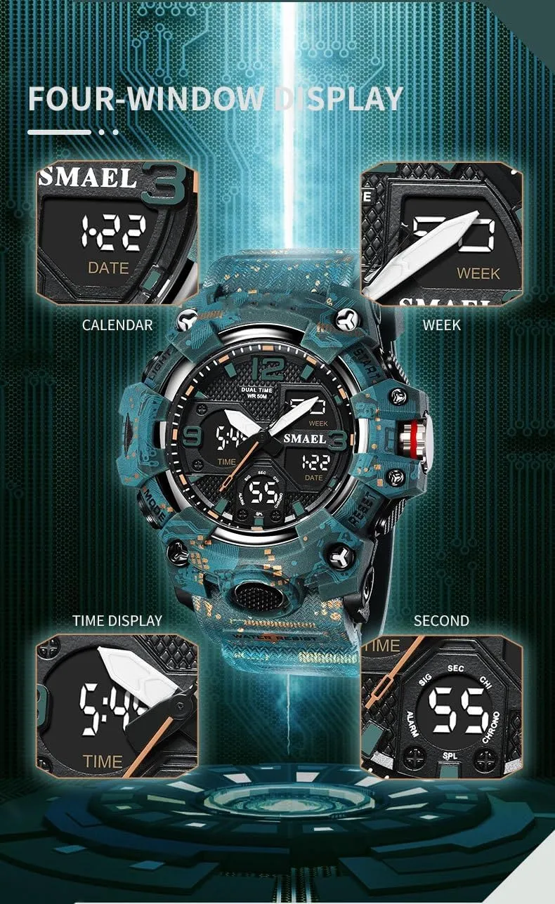 5ATM Waterproof Outdoor Tactical Watch, Mountaineering Electronic Watch(Color-3)
