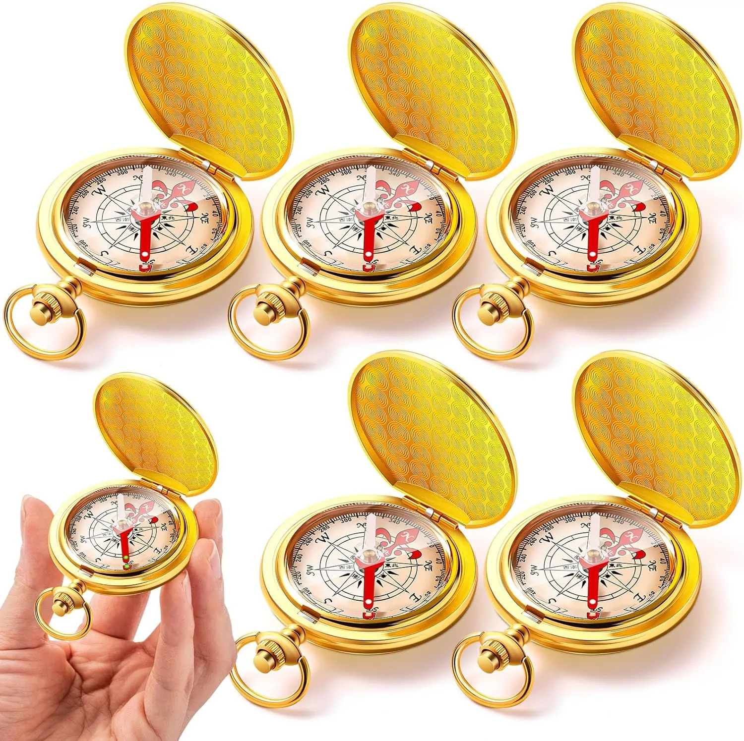 6 Pcs Pocket Compass for Kids Camping Survival Compass for Hiking Gift Glow in The Dark Military Compass Bulk for Hiking Hunting Climbing Camping Party Favor Supplies