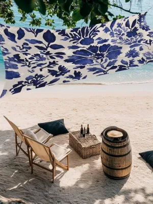 6.5' x 10' Sun Shade Sail – Waterproof Blue Spring Floral Rectangle UV Block Canopy for Patio, Garden, Deck, Beach, Playground(6.5 x 10 ft)
