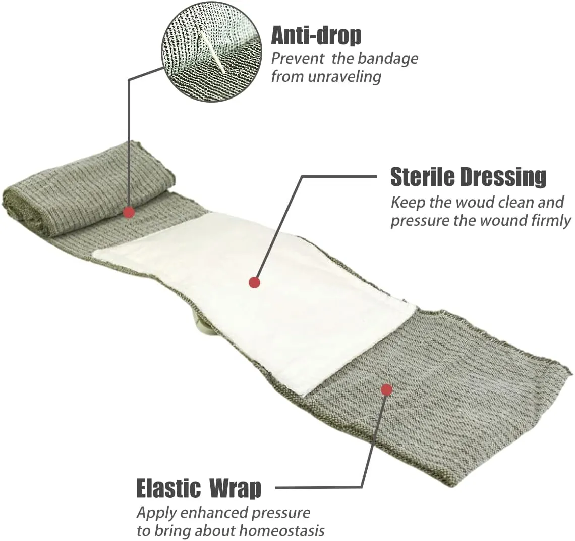 6" Israeli Style Emergency Bandage, Compression Trauma Wound Dressing, Medical Sterile Vacuum Sealed, Combat Tactical First Aid Kit IFAK Supplies, FSA HSA Eligible, 2 Count