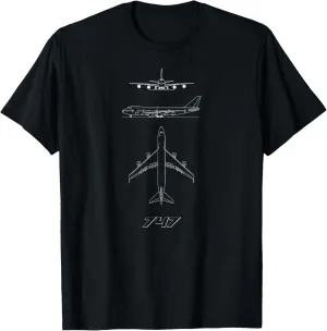 747 Passenger Plane 3 Sides View T-Shirt