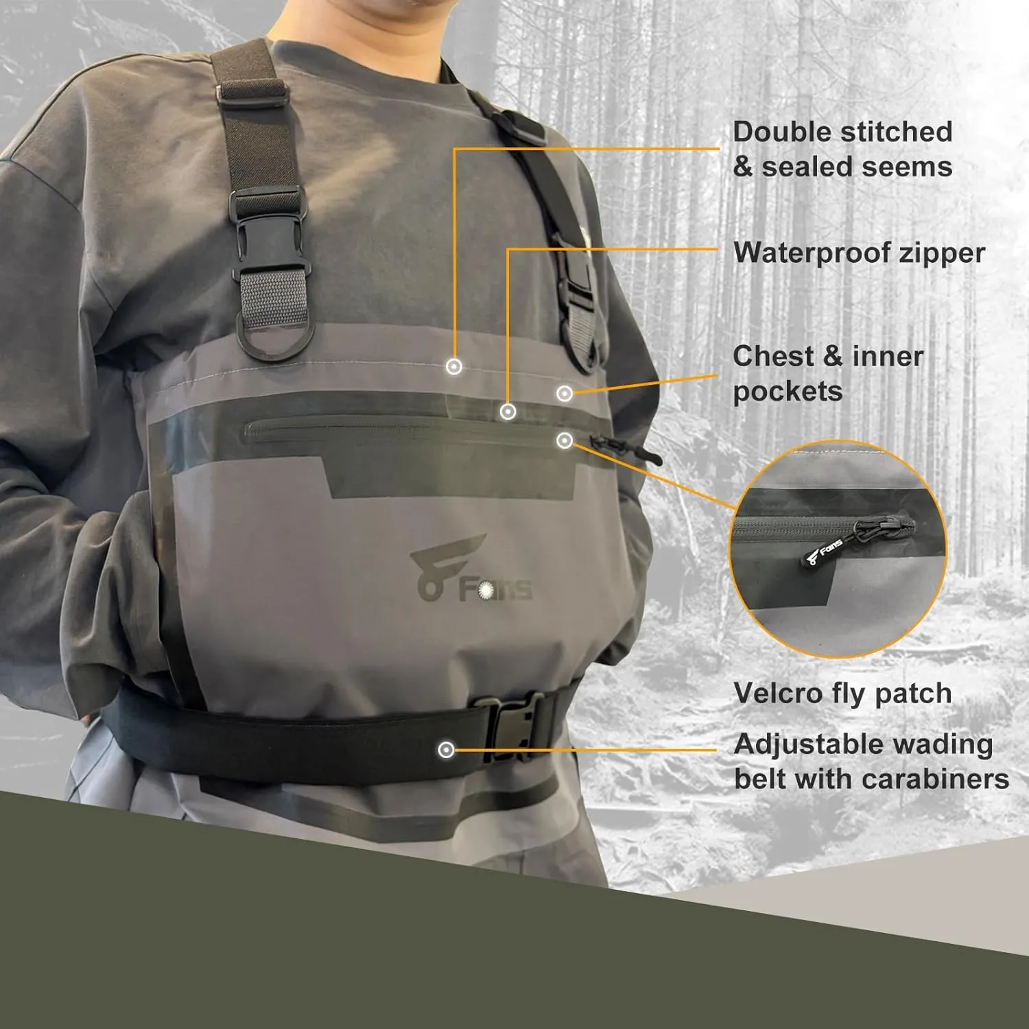 8 Fans Fishing Chest Waders for Men and Women, Waterproof Breathable Stockingfoot Wader -3 Layer Neoprene/Lightweight/Hunting