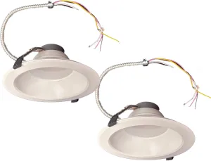 8 inch Commercial Electric Recessed Lights, Canless Shop Light, 5 CCT & Wattage Tunable, 2700K-5000K, 16W-35W, Ideal for Business, Shop, Warehouse-2 Pack