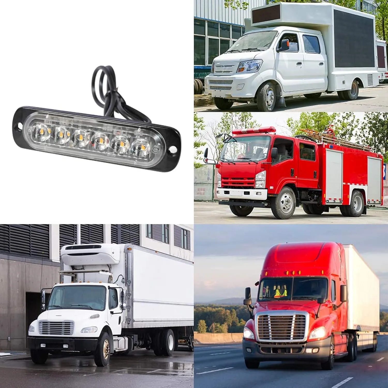 8-Pack 6 LED Amber Strobe Lights Vehicles Trucks Emergency Strobe Lights Kit 12V -24V Warning Hazard Flash Strobe Lights Bar Grill Grille Surface Mount Super Bright Waterproof