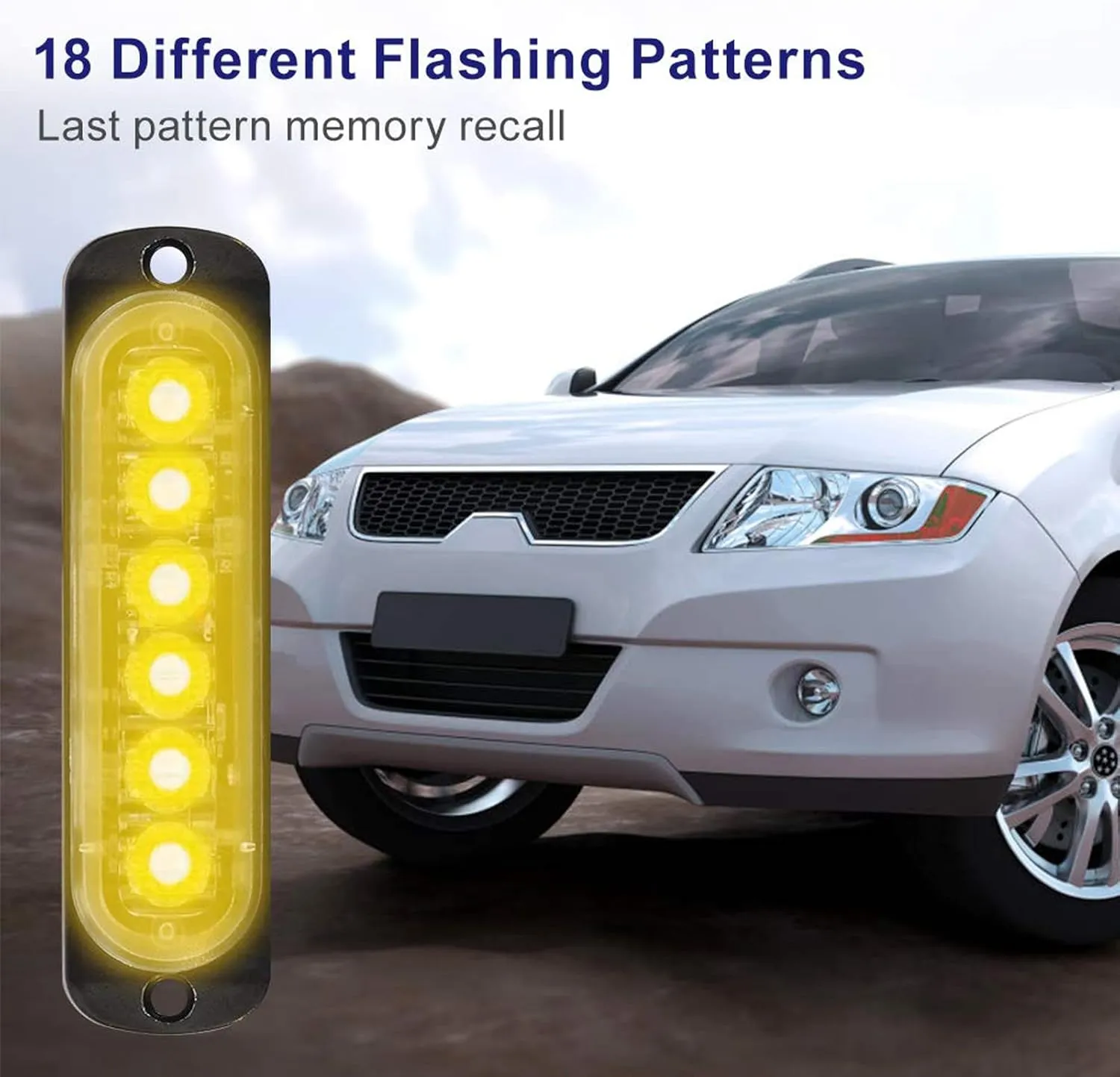 8-Pack 6 LED Amber Strobe Lights Vehicles Trucks Emergency Strobe Lights Kit 12V -24V Warning Hazard Flash Strobe Lights Bar Grill Grille Surface Mount Super Bright Waterproof