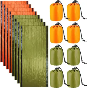 8 Pack Emergency Sleeping Bag Thermal Survival Sleeping Bag Waterproof for Outdoor Camping Hiking Adventure