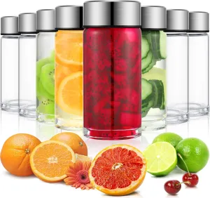 8 Pcs 10 oz Wide Mouth Glass Water Bottles Reusable Glass Juice Bottles with Lids Leakproof Juicing Jars with Silver Lids for Fridge Milk Juicing Smoothies Infused Water Beverage Kombucha Tea Drinking