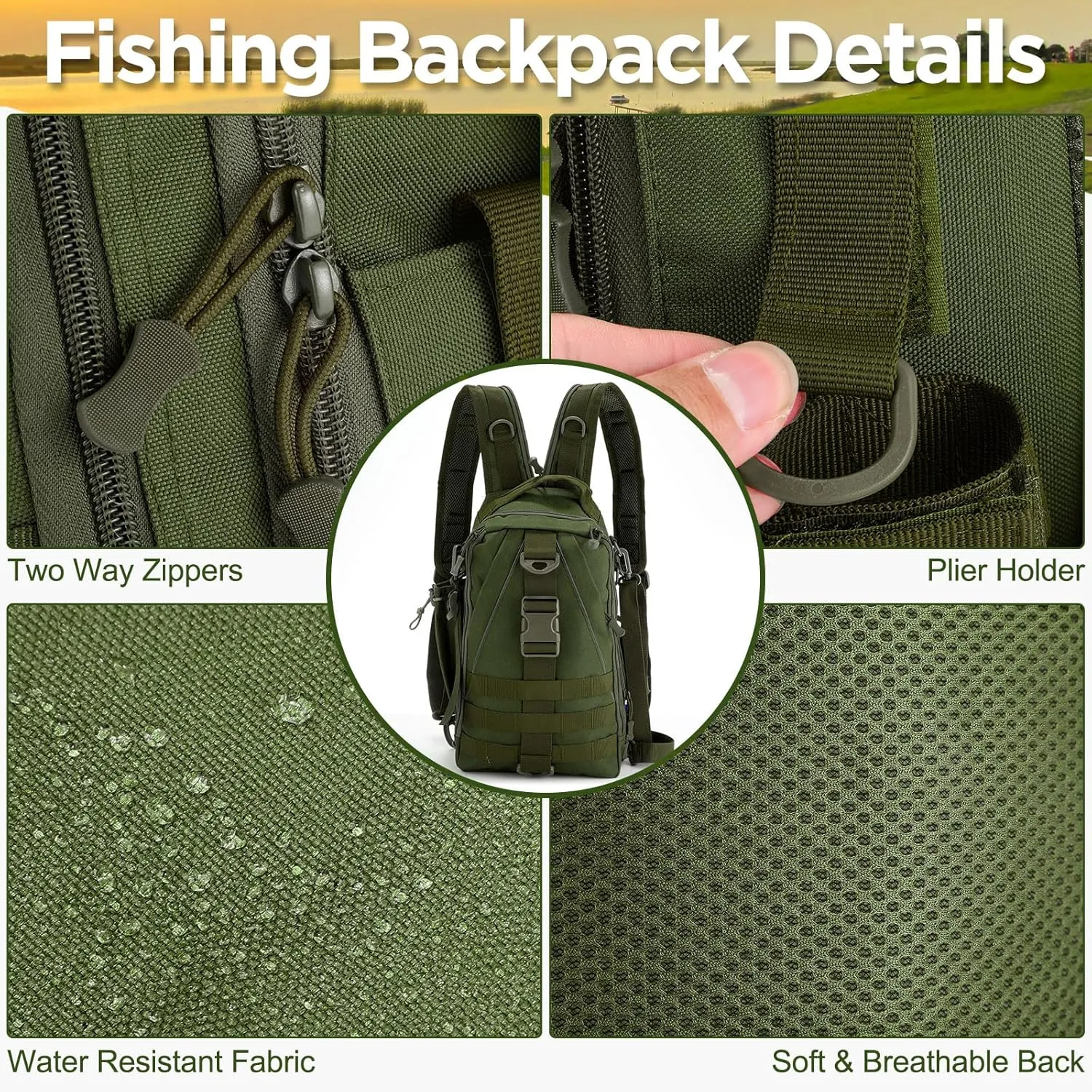 85 Pcs Fishing Backpack with Tackle Boxes, Tackle Sling Bag with Rod Holder, Fishing Lures Kit and Pliers Set for Men Women