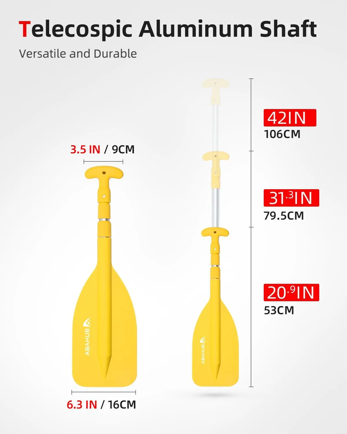 Abahub Premium 21''-42'' Emergency Telescoping Paddle Aluminium Shaft for Canoeing Boating Kayaing Blue Lightweight Oars