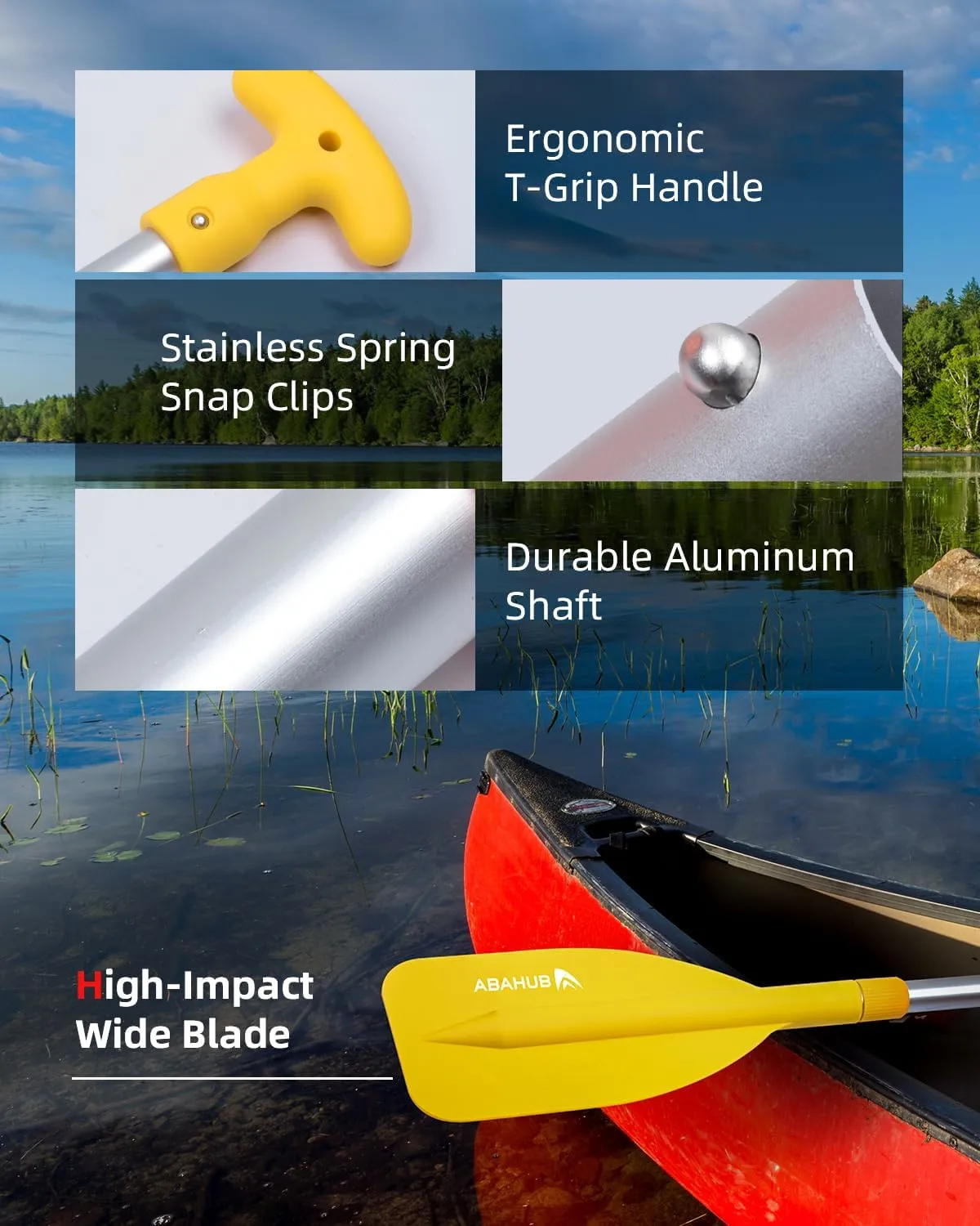 Abahub Premium 21''-42'' Emergency Telescoping Paddle Aluminium Shaft for Canoeing Boating Kayaing Blue Lightweight Oars