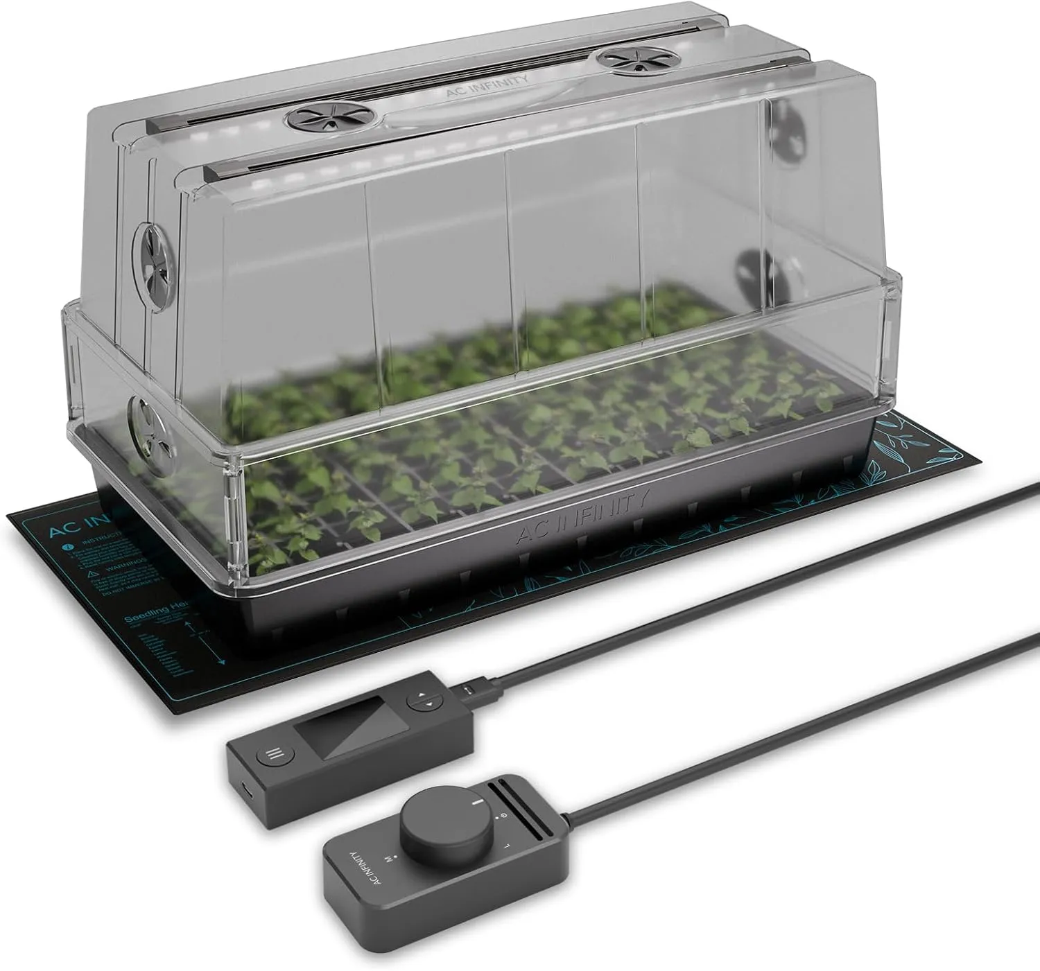 AC Infinity Humidity Dome, Heavy-Duty Germination Kit with Waterproof Seedling Mat, Dimmable LED Grow Lights, Sturdy Drip Tray, 6x12 Cell Seedling Tray, Indoor Gardening, Seed Starting, Cloning Plants