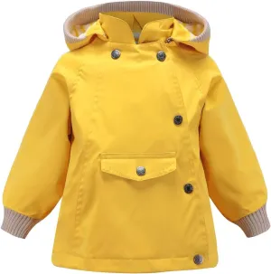 ACESTAR Boys Girls Waterproof Hooded Rain Jacket Kids Cotton Lined Rain Coat Toddler Windbreaker Spring Fall Raincoat