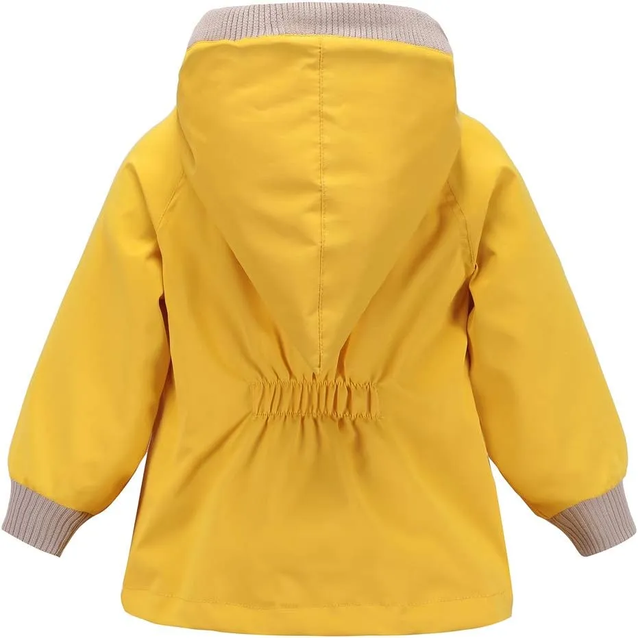 ACESTAR Boys Girls Waterproof Hooded Rain Jacket Kids Cotton Lined Rain Coat Toddler Windbreaker Spring Fall Raincoat