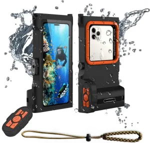 Acuvar Extreme Waterproof Snorkeling Underwater Diving Phone Case for 4.9-6.9 Inch with Bluetooth Remote Control & Compass for All iPhones, Samsung, LG, Google, Android Up to 50Ft, 15M with Lanyard