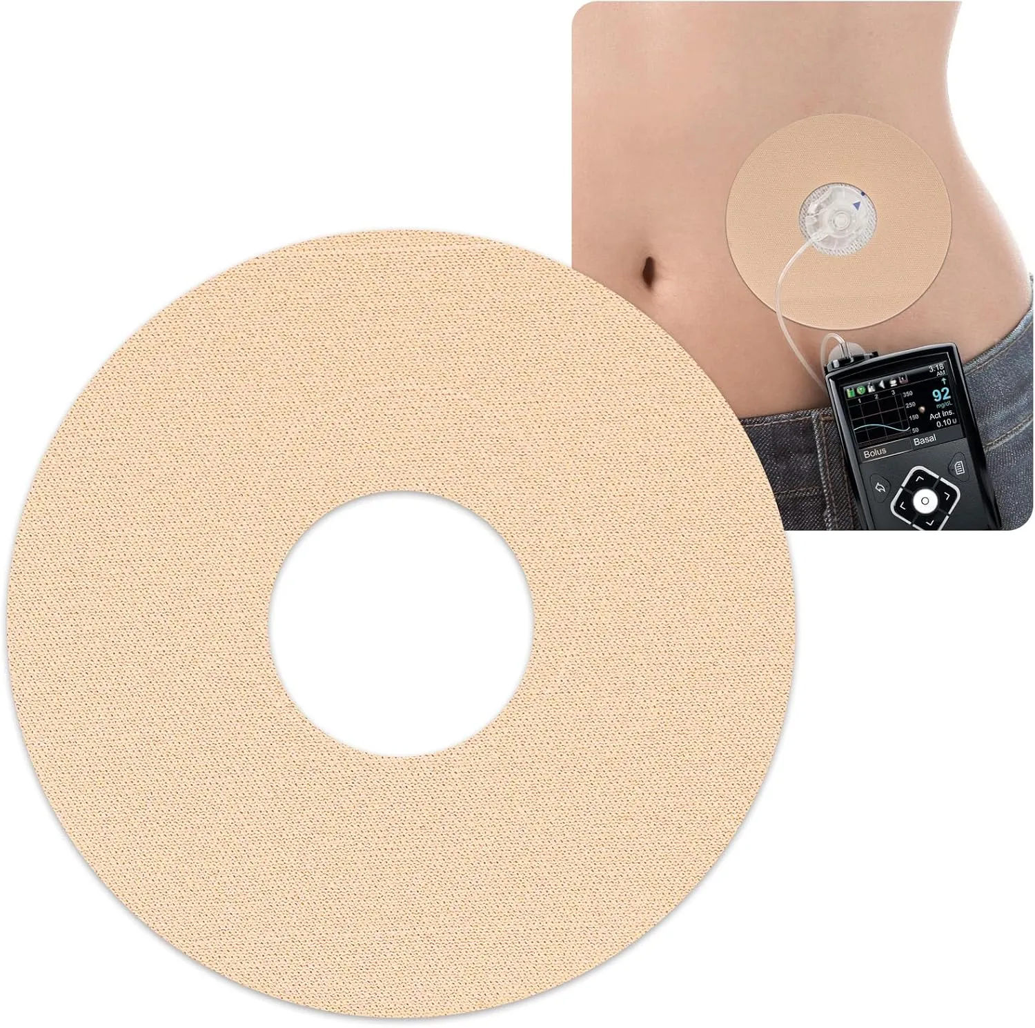 Adhesive Patches for Libre 3 and Insulin Pumps, 40-Pack Universal CGM Patches, Waterproof CGM Sensor Patches for 10 Days, Pre-Cut Adhesive Tape with 0.8-Inch Hole, Latex-Free & Hypoallergenic, Beige