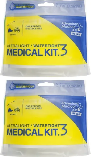 Adventure Medical Kit Ultralight & Watertight Medical Kit .3 - One Person, 1-2 Days - Includes Bandages, Blister Essentials & More - Perfect for Hiking, Biking & Climbing - (2-Pack)-