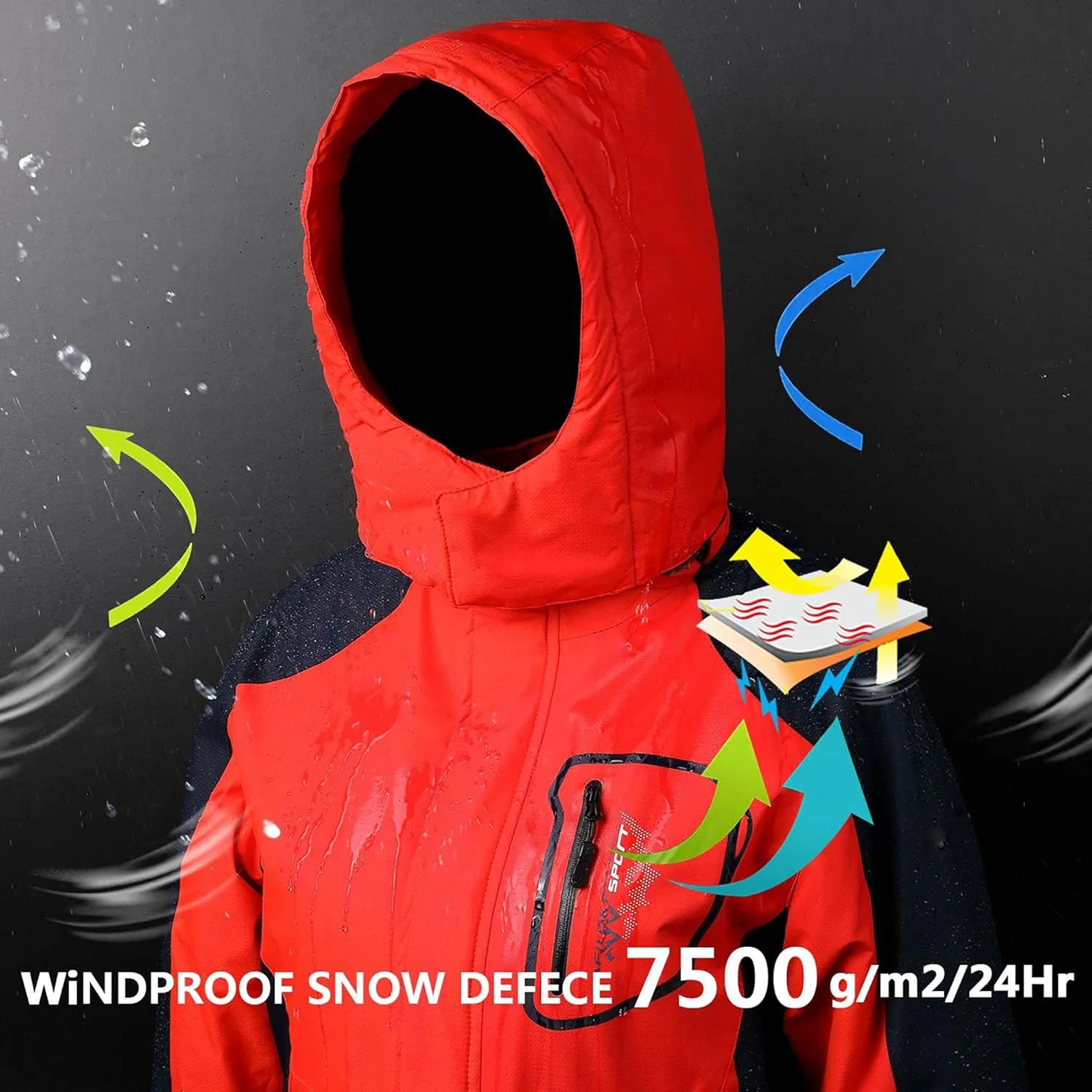 AFILOK Boy's Ski Jacket Waterproof Breathable Kids Fleece Lined Windproof Hooded Snowboard Coats