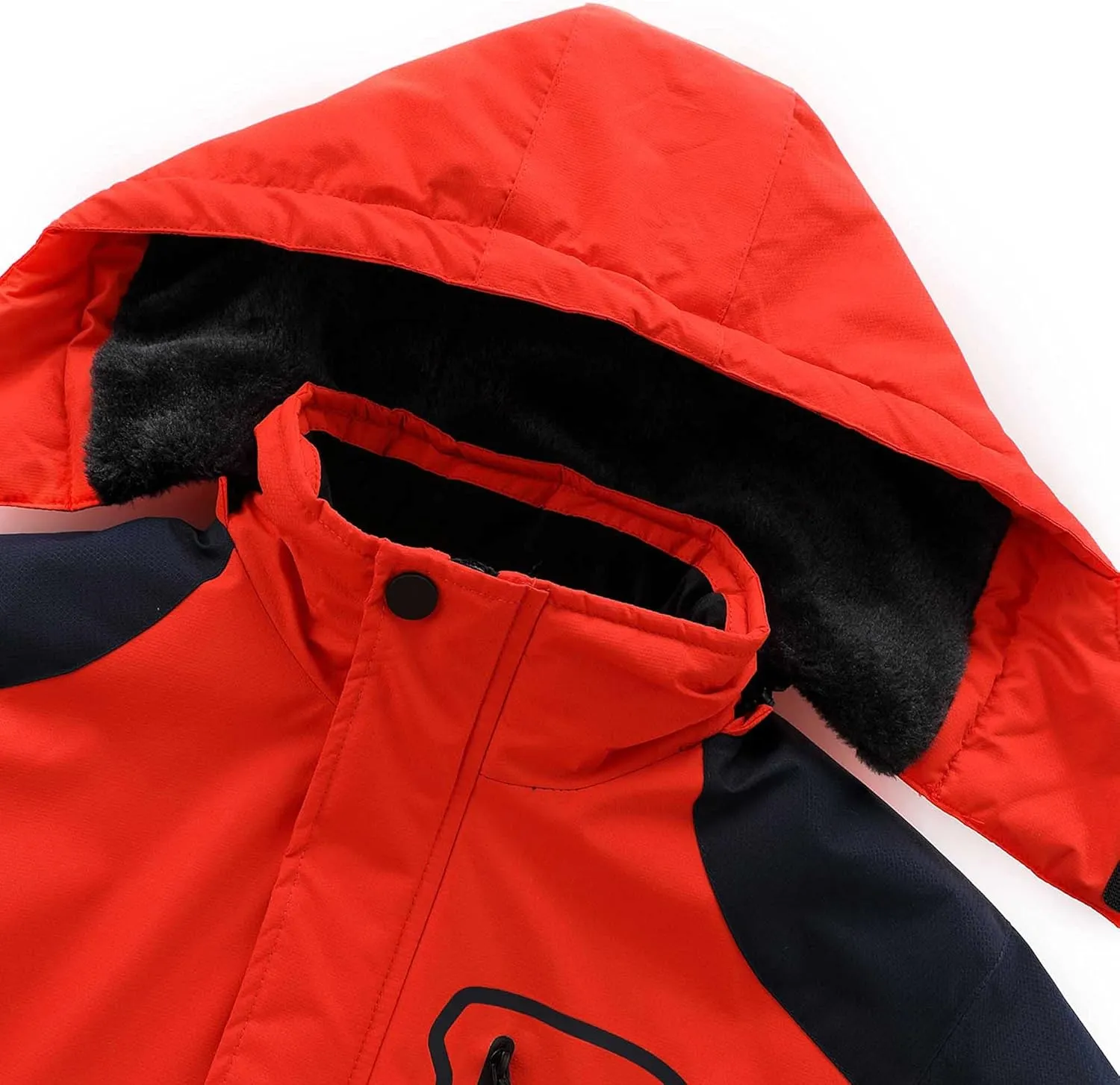AFILOK Boy's Ski Jacket Waterproof Breathable Kids Fleece Lined Windproof Hooded Snowboard Coats