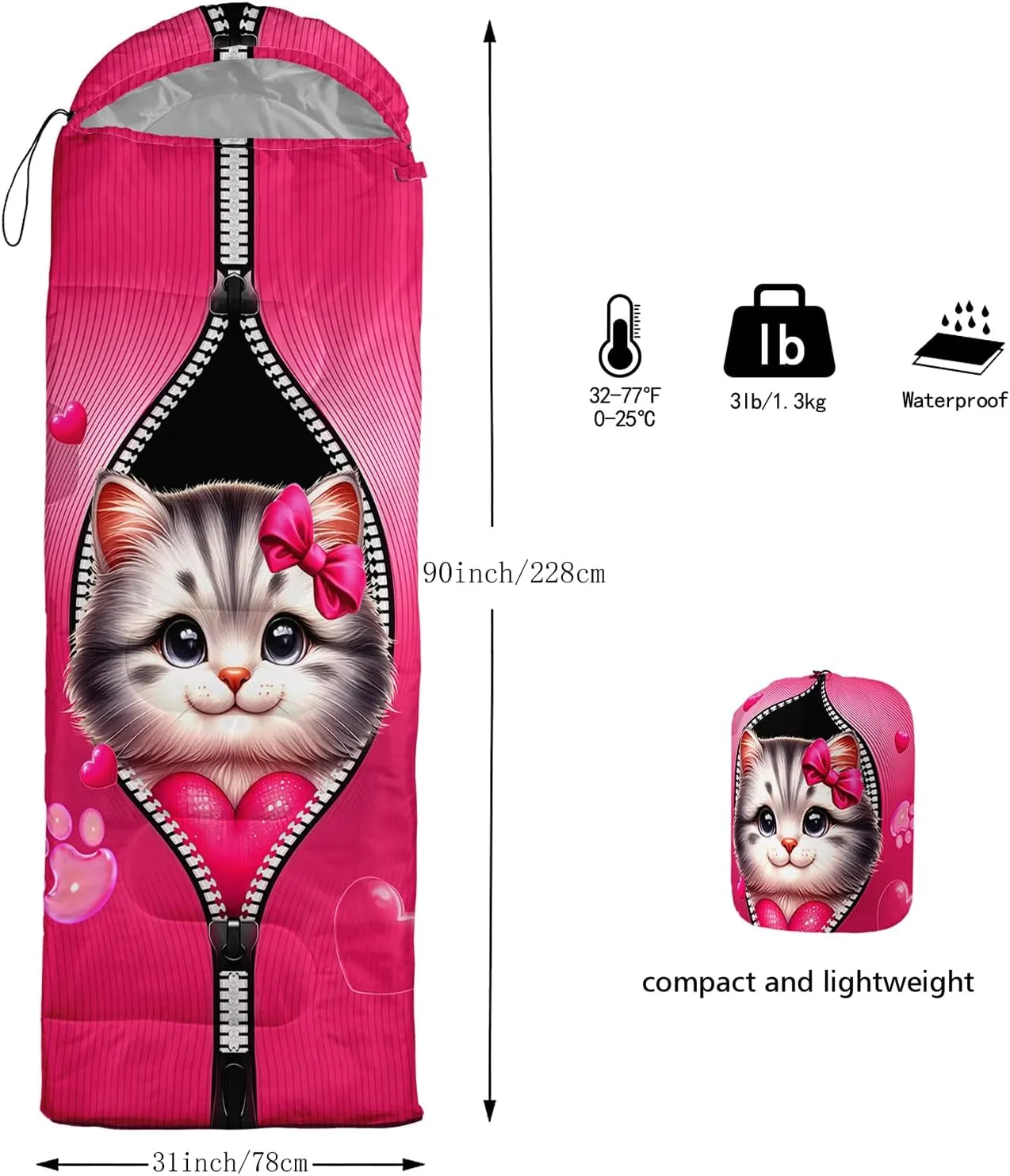 AILONEN Black & Gold King Crown Sleeping Bag for Boys Girls,Warm and Cool Weather,Lightweight,Waterproof Backpacking,King and Queen Money Dollar Printed Sleeping Bag for Camping