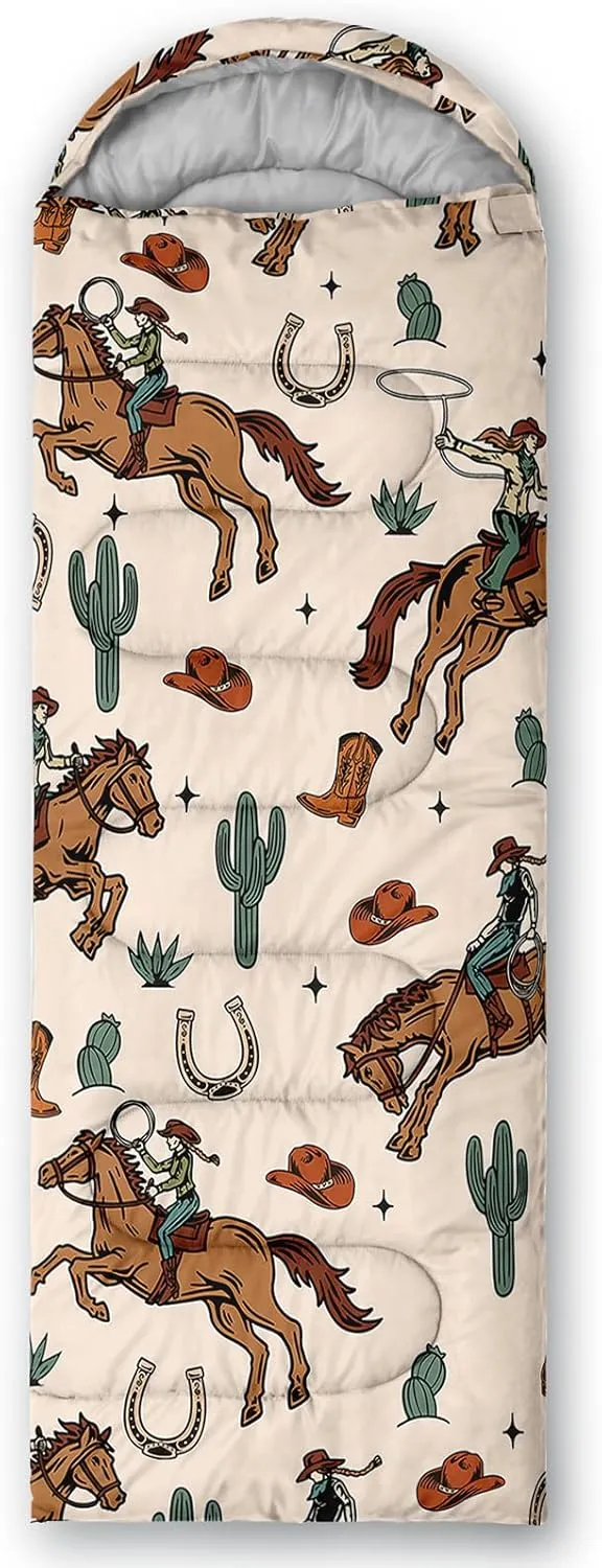 AILONEN Cartoon Fox Camping Sleeping Bag for Boys Girls Adults,Lightweight & Waterproof,3 Season Warm & Cold Weather,Portable,Kawaii Fox Printed Sleeping Bag,Traveling,Camping,Hiking
