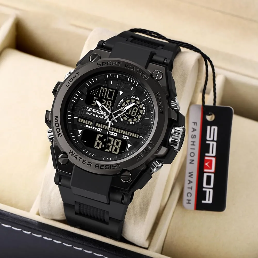 AIMES Men's Watches Outdoor Sports Waterproof Military Watch Tactical Digital Analog Wrist Watch Date Multi Function Led Large Face Alarm Stopwatch for Man