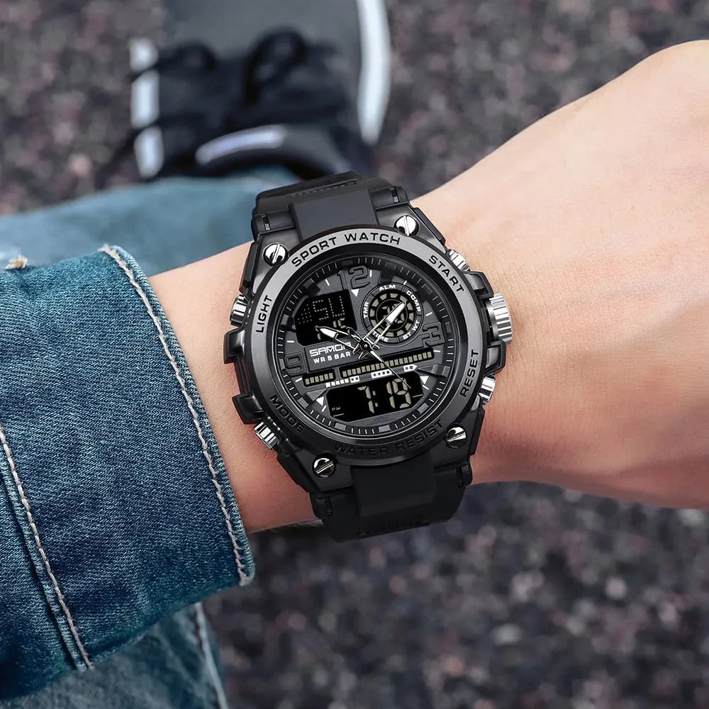 AIMES Men's Watches Outdoor Sports Waterproof Military Watch Tactical Digital Analog Wrist Watch Date Multi Function Led Large Face Alarm Stopwatch for Man