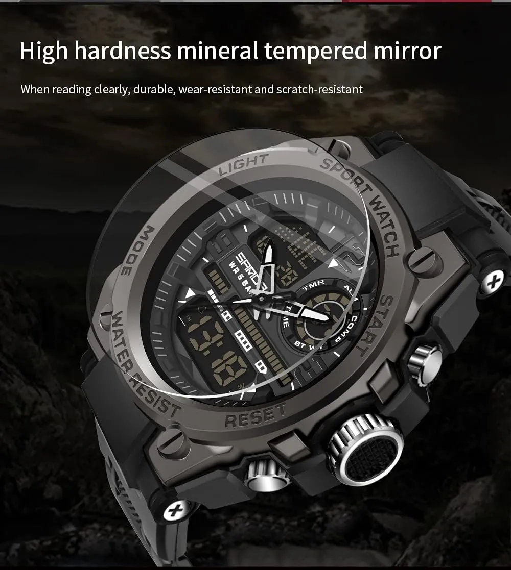 AIMES Men's Watches Outdoor Sports Waterproof Military Watch Tactical Digital Analog Wrist Watch Date Multi Function Led Large Face Alarm Stopwatch for Man