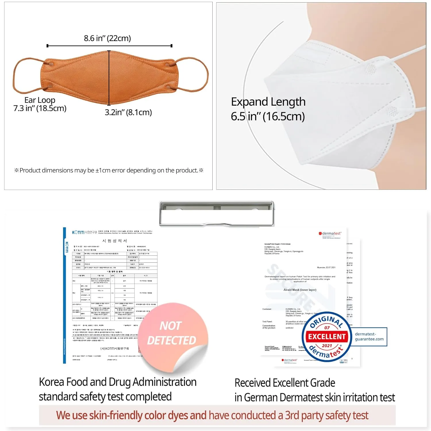 AIRAID-KF94 [Individually Wrapped] - Made in Korea, 3D Multicolor Packs, Face Protective Mask, Adult and Older Teens (Multicolor-50P)