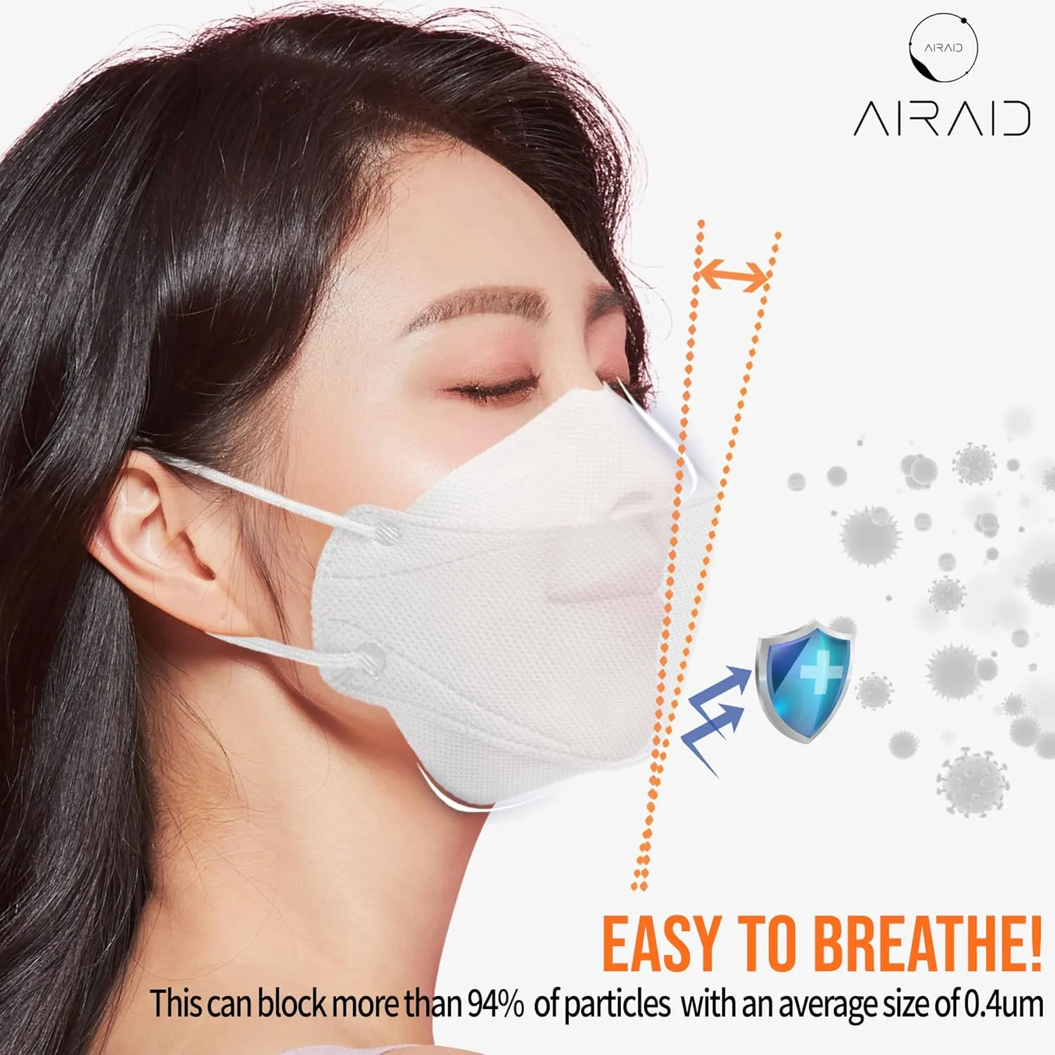 AIRAID-KF94 [Individually Wrapped] - Made in Korea, 3D Multicolor Packs, Face Protective Mask, Adult and Older Teens (Multicolor-50P)