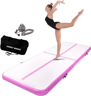 AirMat Nordic Air Mat Tumble Track 10ft/13ft/16ft/20ft/26ft with Electric Air Pump, Inflatable Gymnastics Mat for Home, Best for Gymnastics, Cheerleading, Yoga - 3'3" Wide and 4" Thick, Tumbling Mat