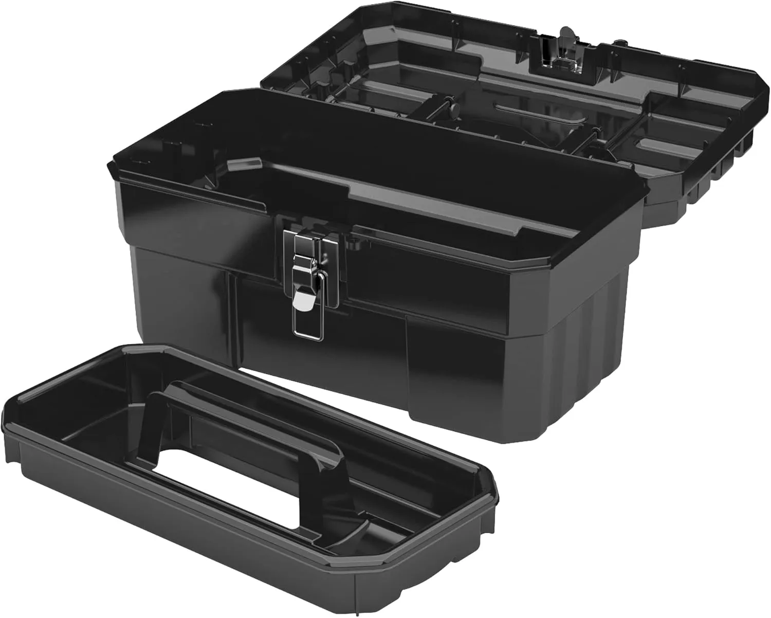 Akro-Mils 09514 ProBox 14-Inch Plastic Toolbox for Tools, Hobby or Craft Storage Toolbox with Removable Tray, 14-Inch x 8-Inch x 8-Inch, Black