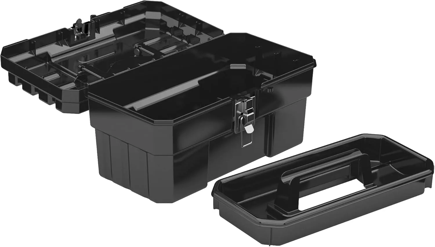 Akro-Mils 09514 ProBox 14-Inch Plastic Toolbox for Tools, Hobby or Craft Storage Toolbox with Removable Tray, 14-Inch x 8-Inch x 8-Inch, Black