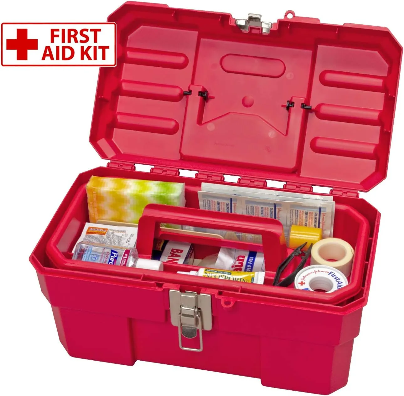 Akro-Mils 09514 ProBox Plastic Toolbox with Removable Tray for Tools, Hobby or Craft Storage, 14-Inch x 8-Inch x 8-Inch, Red