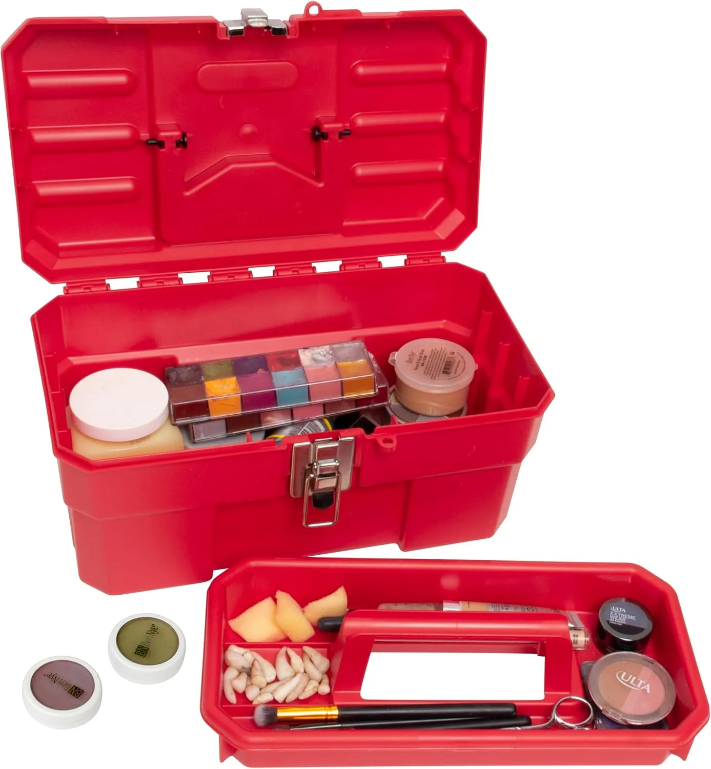 Akro-Mils 09514 ProBox Plastic Toolbox with Removable Tray for Tools, Hobby or Craft Storage, 14-Inch x 8-Inch x 8-Inch, Red