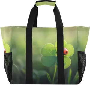 ALAZA Rabbit Easter Egg Chick Flower Leaf Branch Waterproof Beach Tote Bags