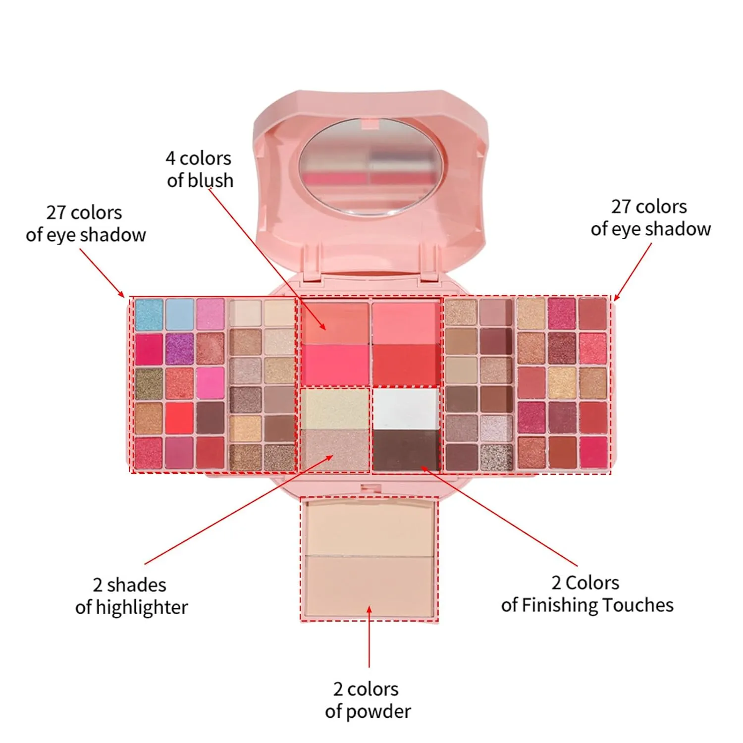 All In One Makeup Kit Matte Shimmer Eyeshadow Palette Professional Cosmetics Fashion Women Makeup Case Full Primer Set Present (A)