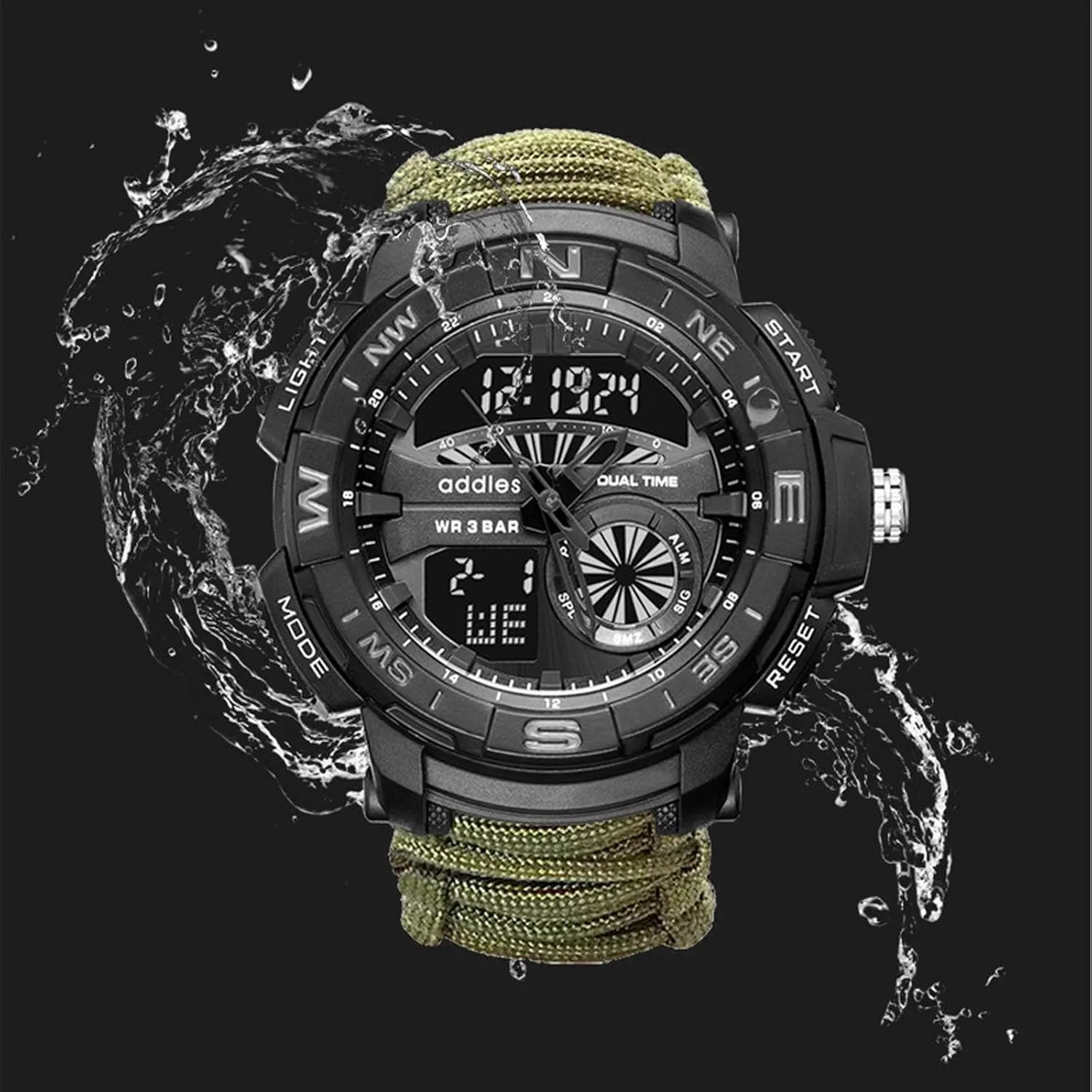 All-in-One Tactical Watch Version - Compass, Emergency Whistle, Paracord, Ideal for Hiking, Camping.
