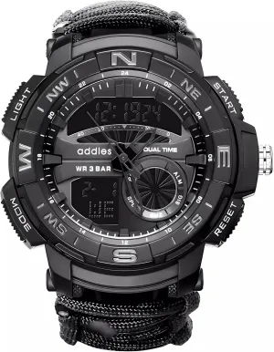 All-in-One Tactical Watch Version - Compass, Emergency Whistle, Paracord, Ideal for Hiking, Camping.
