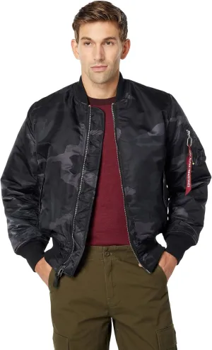Alpha Industries Men's MA-1 Flight Jacket - Black Woodland Camo (L)