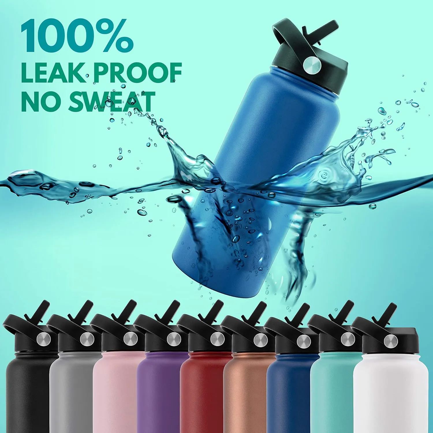 Amazing Items Personalized Water Bottle w/Straw & Lid, 18 oz - Gray | Custom Stainless Steel Sports Water Bottle w/Name and Text - Double-Wall, Vacuum Insulated - Rotating Handle