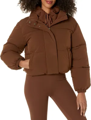 Amazon Essentials Women's Cropped Full-Zip Puffer Jacket (Quilted Matte or Sherpa Fleece)