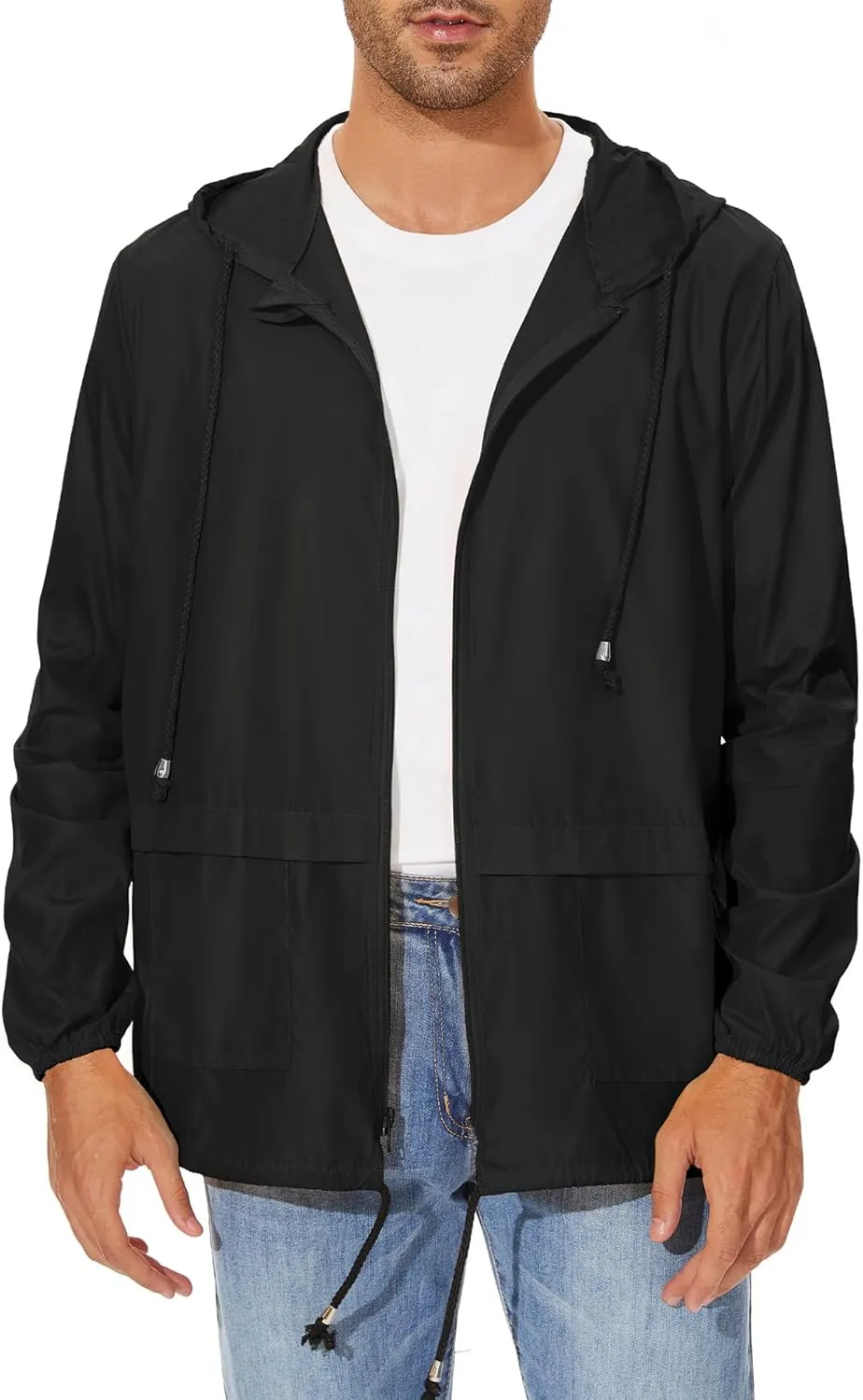 American Trends Packable Mens Rain Jacket Lightweight Waterproof Raincoats with Hood Windbreaker for Travel M-3XL Available