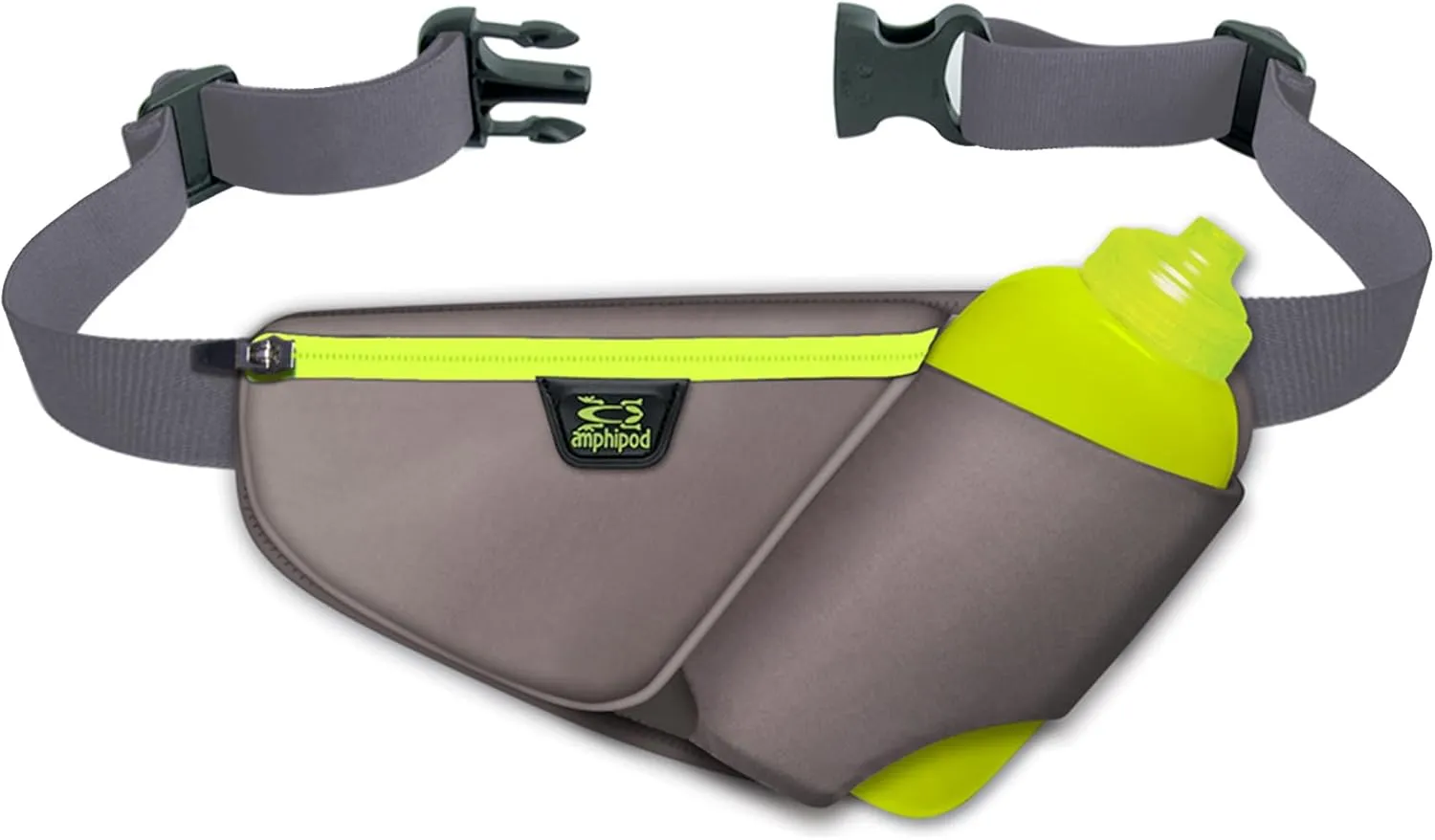 Amphipod High Five-K Bottle Pack, Runners Hydration Waist Belt for 5K/10K, Ultra Running & Walking, Men & Women - Slate/Viz - 16 oz