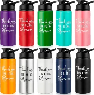 Amyhill 10 Pack Thank You Appreciation Gifts Reusable Bottle Aluminum Water Bottle Gym Water Bottle Lightweight Sports Water Bottle Leakproof Metal Water Bottle with Lid for Camping Hiking