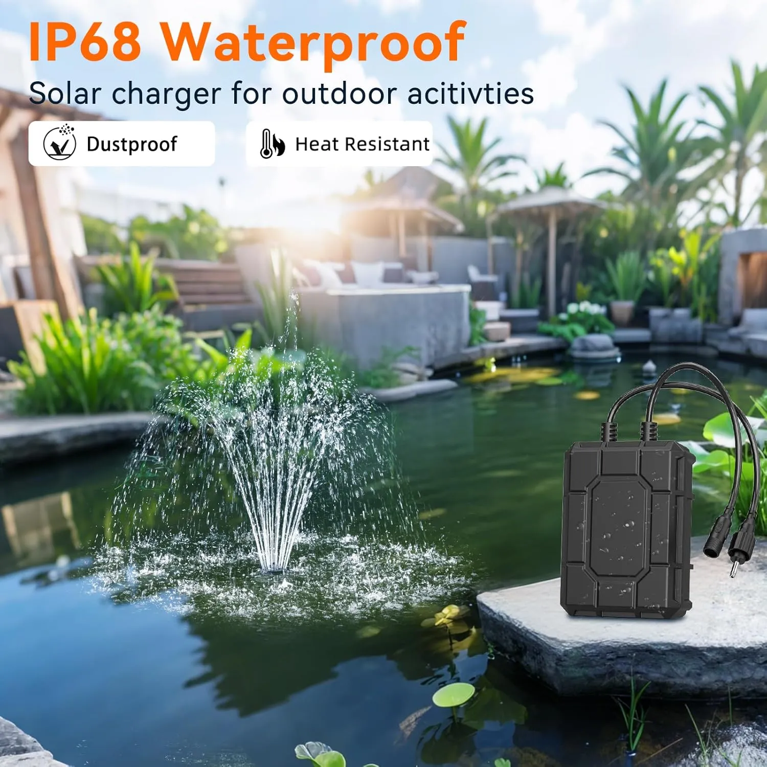 Antfraer Solar Water Pump Battery Backup, 2200mAh Solar Fountain Battery Pack Rechargeable for Antfraer 10W/12W/20W Solar Fountain Pump Kit Pond Kit