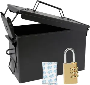 Aolamegs 50 Cal Ammo Can – Locking Hardware Kit and Stainless Steel Padlock，Ammo Box Military & Army M2A1