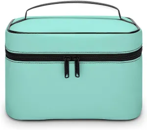 Aqua Blue Green Color Cosmetic Bag, Travel Portable Makeup Bag for Purse Pouch Beauty Zipper Organizer Toiletry Bag for Women